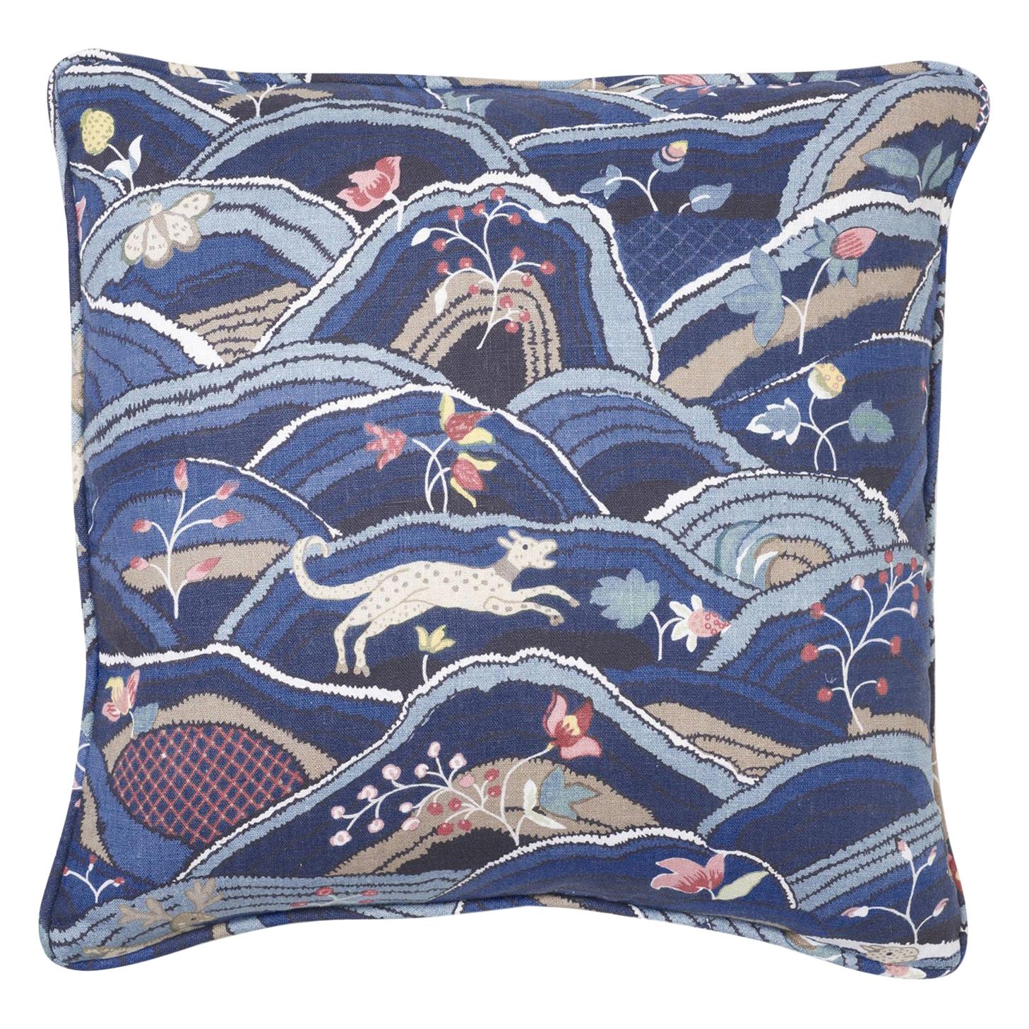 Schumacher coussin Rolling Hills bleu de 20 pouces Vente De Liquidation